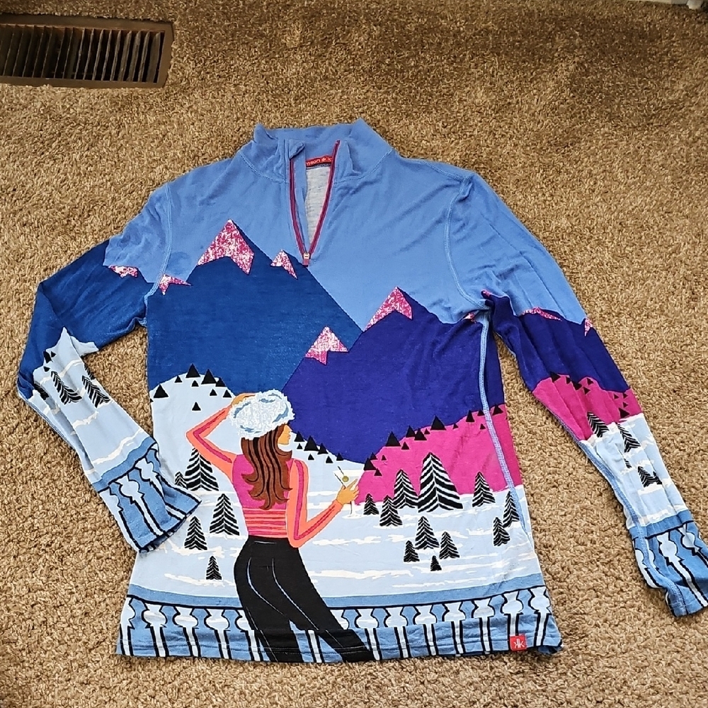 Colorful Mountain Scene Long Sleeve Top